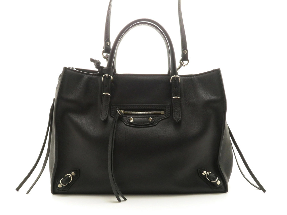 Balenciaga Paper Shoulder Bag Black Calfskin